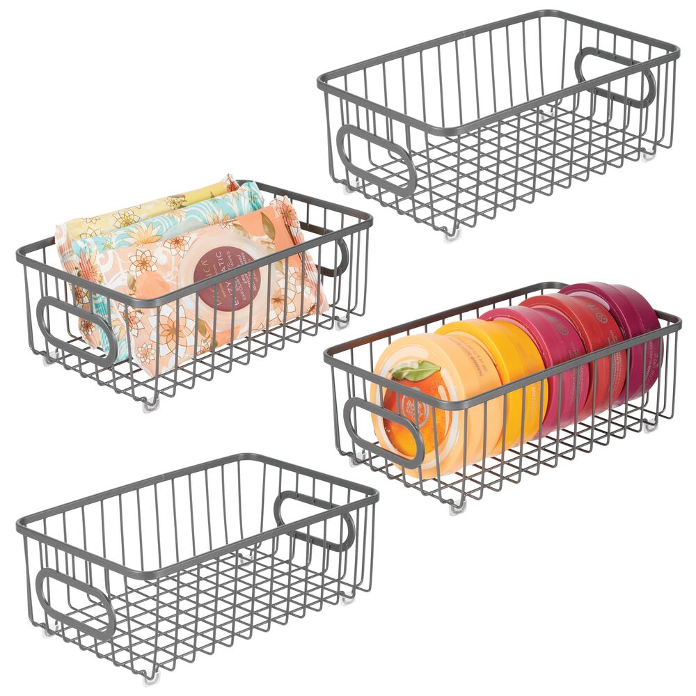 mDesign Steel Wire Kitchen Food Storage Organizer Bin Basket for Pantr