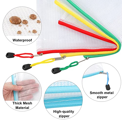 EOOUT 36pcs Mesh Zipper Pouch Puzzle Bags Zipper Bags for Organizing, Plastic Zipper Pouch in 11 Colors Letter Size A4 Size Puzzle Storage and Office Supplies