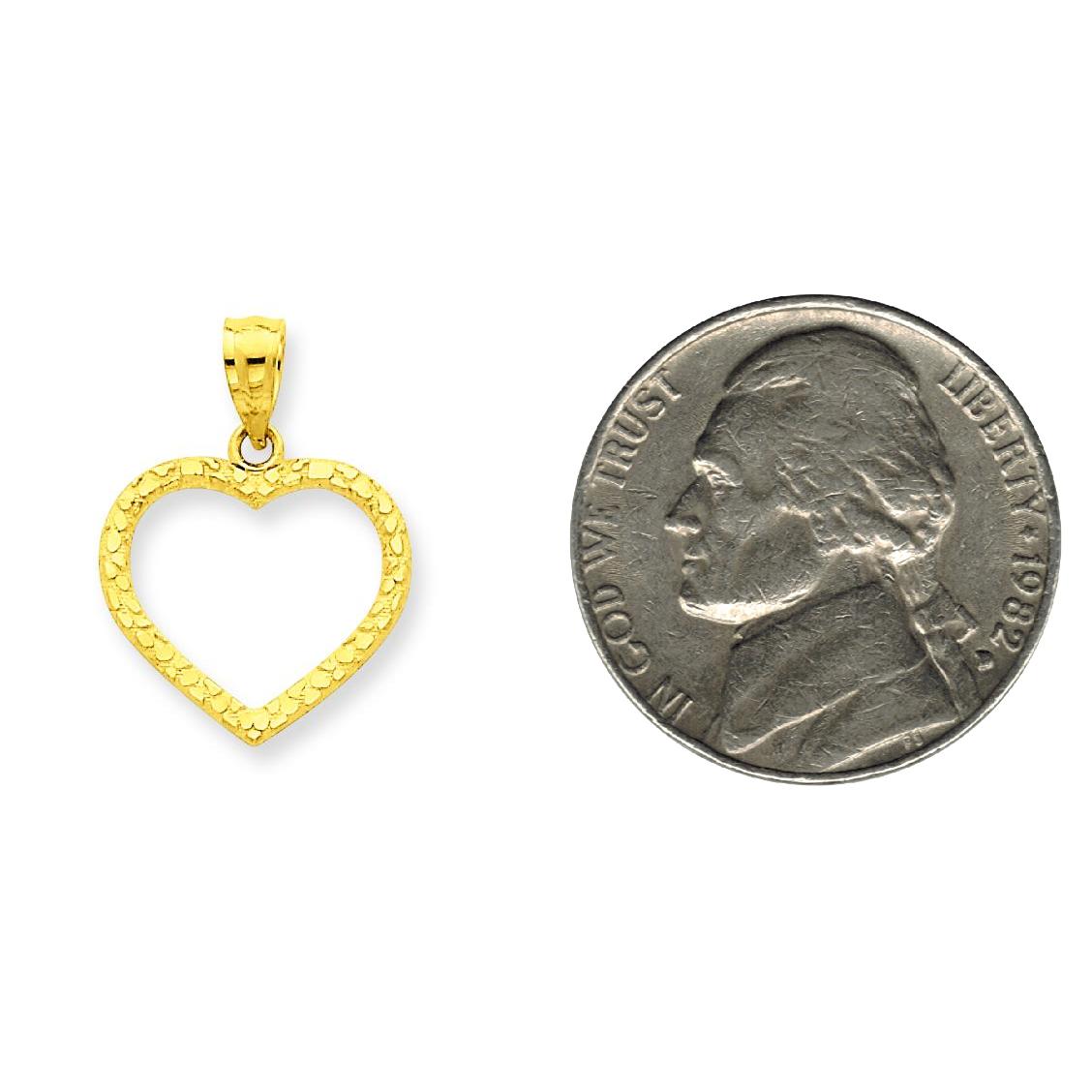14K Gold Nugget Heart Pendant Charm Jewelry FindingKing 21mm x 15mm