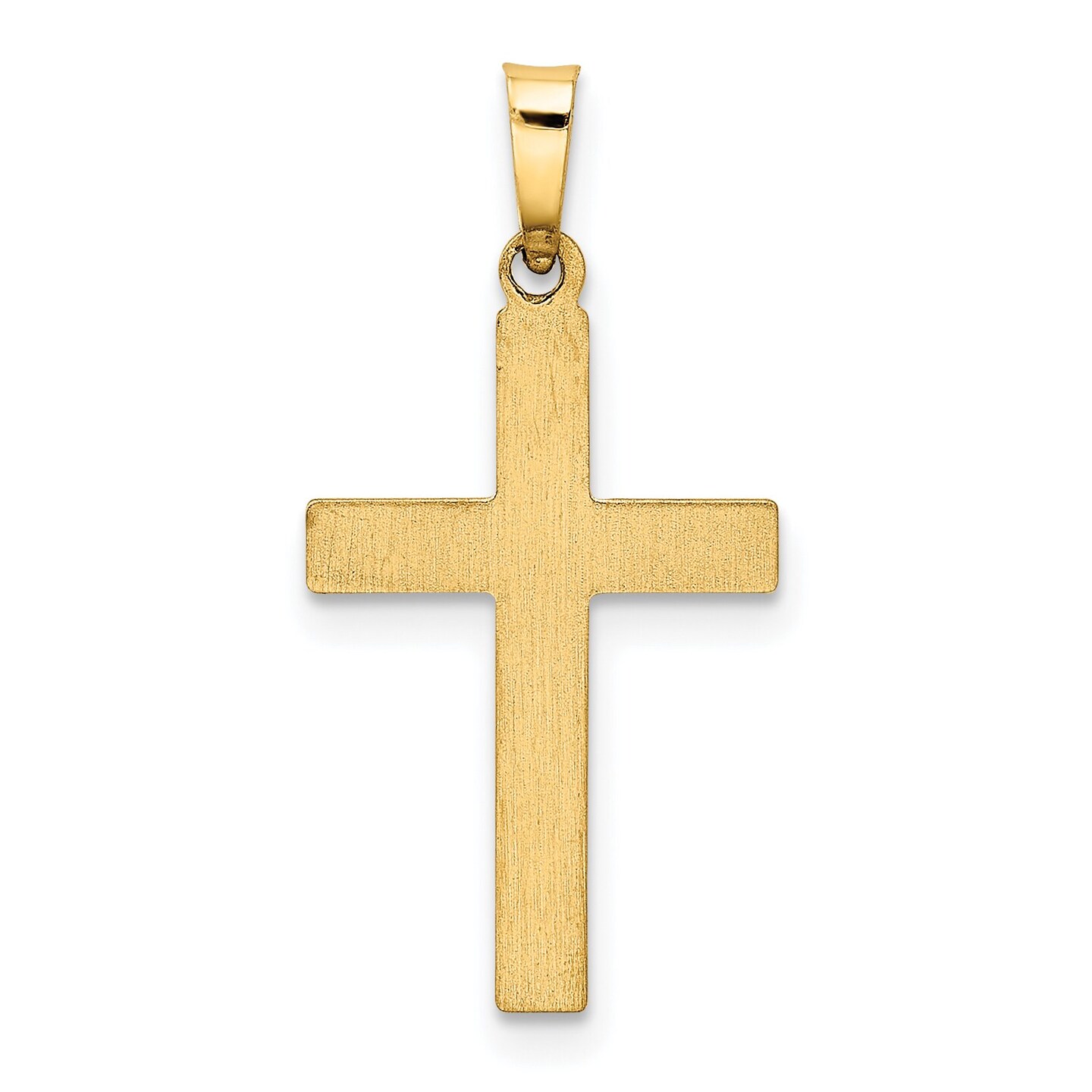 14K Yellow Gold Hollow Cross Pendant Charm Jewelry 25mm x 13mm