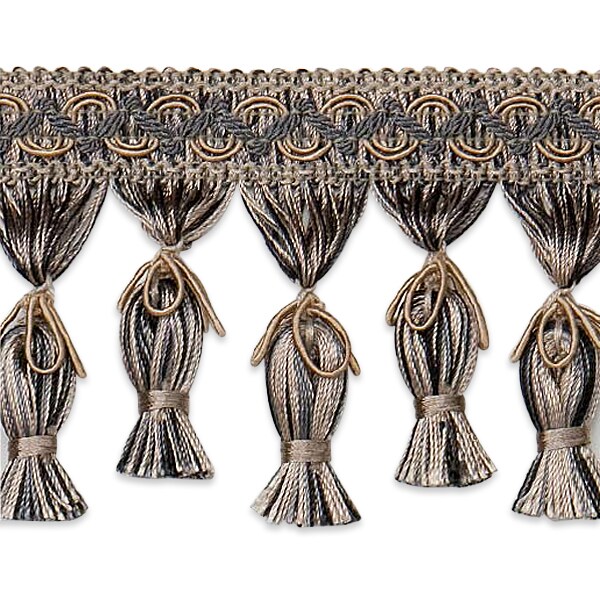 Tied Tassel Fringe Trim Navy
