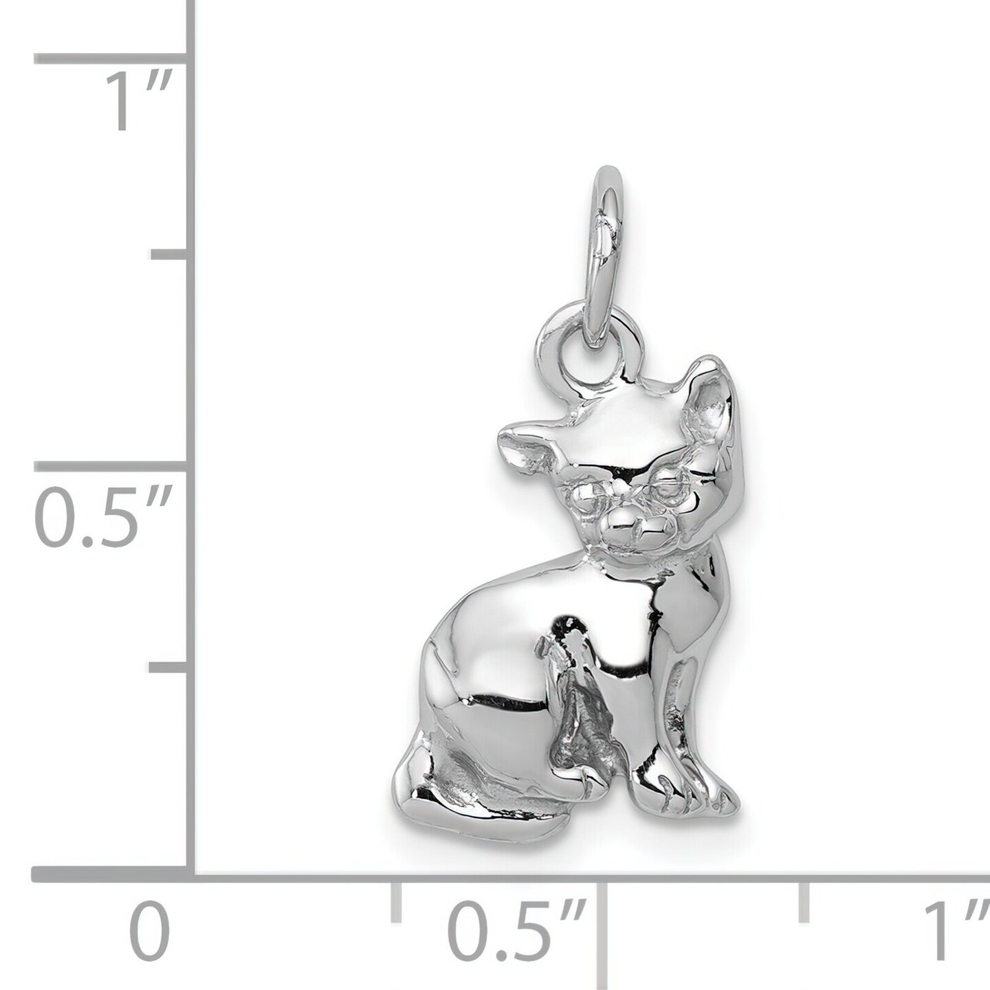 14K White Gold Sitting Cat Charm Kitty Pendant Jewelry! 21mm x 11mm