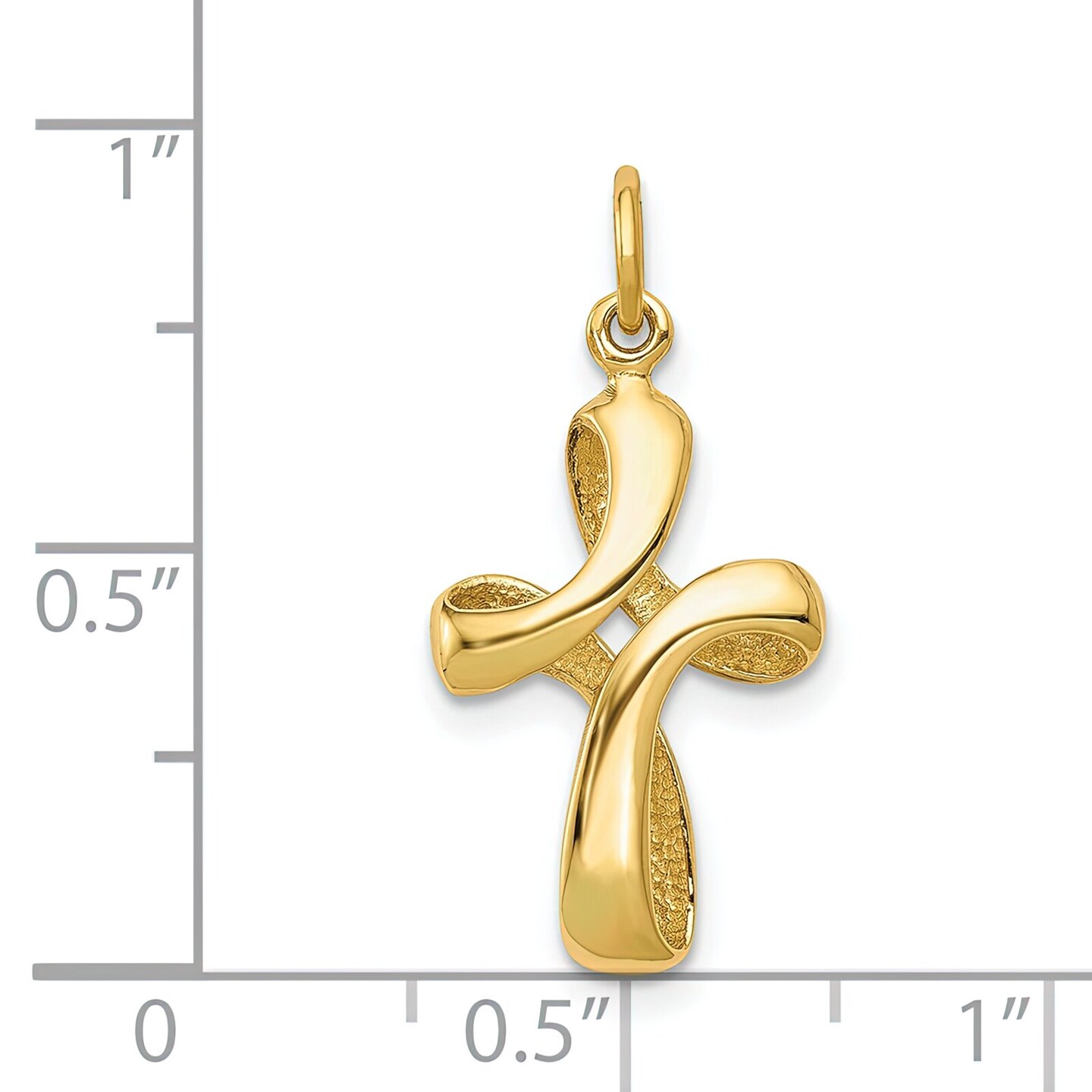 14K Yellow Gold Cross Charm Pendant Religious Jewelry 26 X 12mm