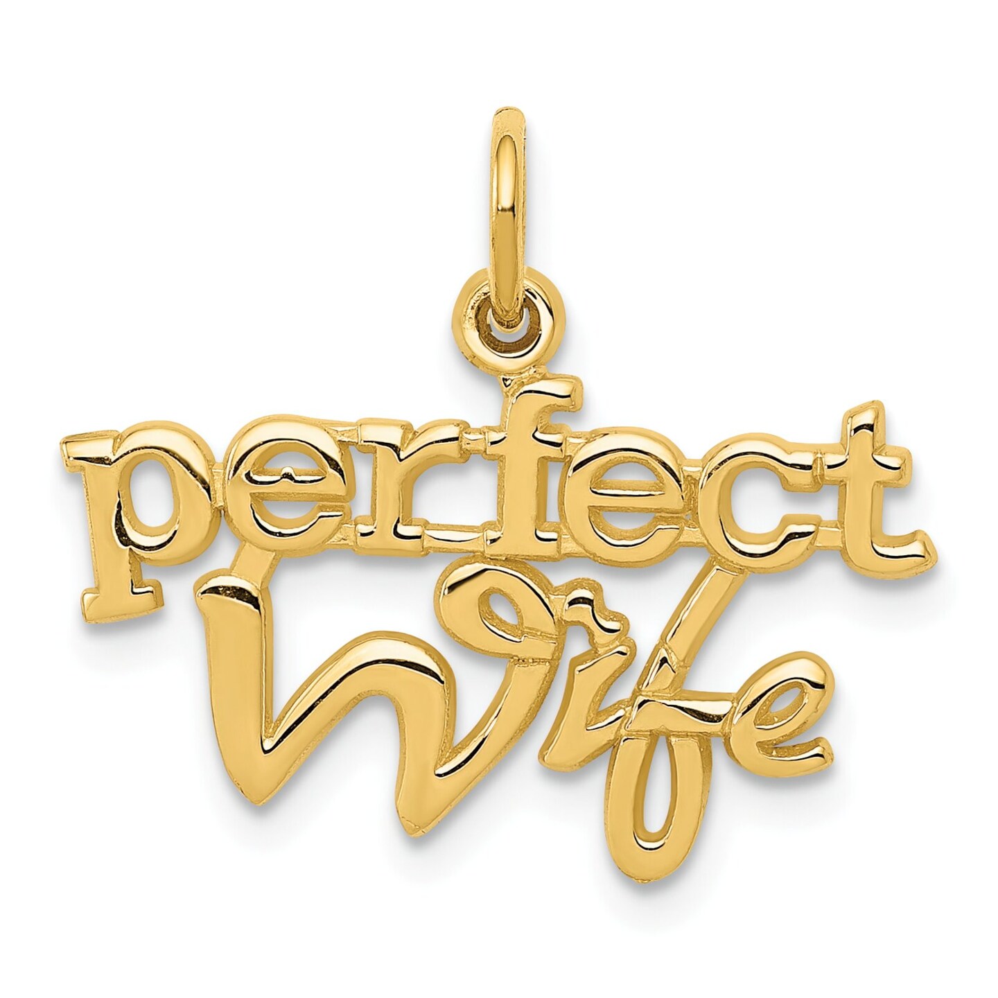 14K Yellow Gold Perfect Wife Charm Love Jewelry Pendant 20mm x 22mm