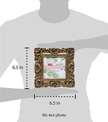 4x4 Gold Ornate Textured Hand-Crafted Resin Picture Frame with Easel & Hook for Tabletop & Wall Display, Decorative Floral Design Home Decor, Photo Gallery, Art, More (4x4, Gold)