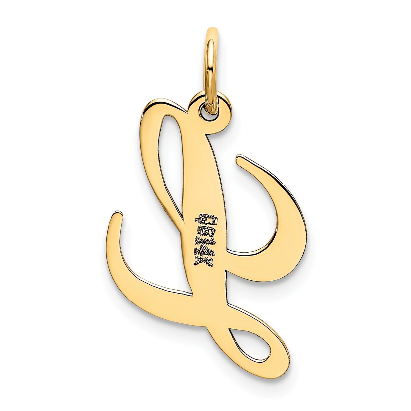 14K Yellow Gold Small Fancy Script Initial L Charm Jewerly 16mm x 13mm