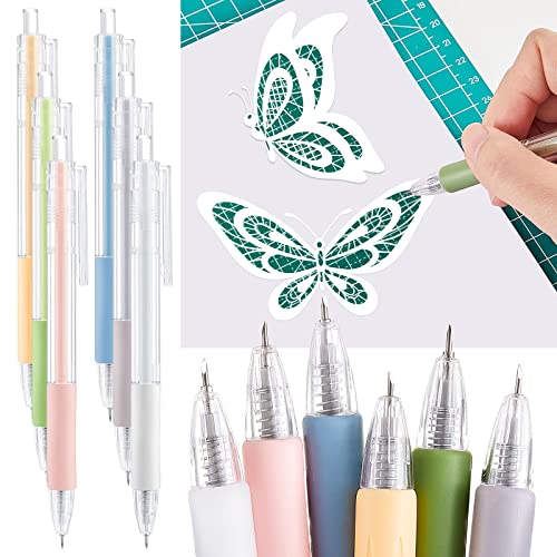14 Pcs Retractable Paper Cutter Pen Precision Carving Craft Knife Hobby  Knife, Steel Rule with Storage Bags for DIY Art, Scrapbooking, Stencil