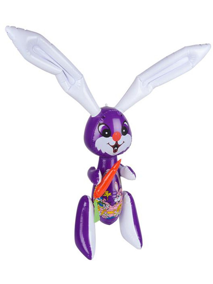 Large 40&#x22; Dark Purple Inflatable Easter Bunny Rabbit With Carrot Toy Decoration