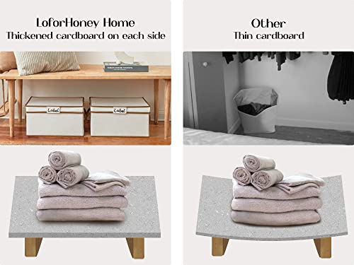 LoforHoney Home Fabric Storage Bins with Lids for Organizing, Foldable  Storage Boxes with Lids for Shelves, Clothes Baskets with Cotton Rope  Handles, Closet Storage Bins, Large, Beige & Brown, 2-Pack
