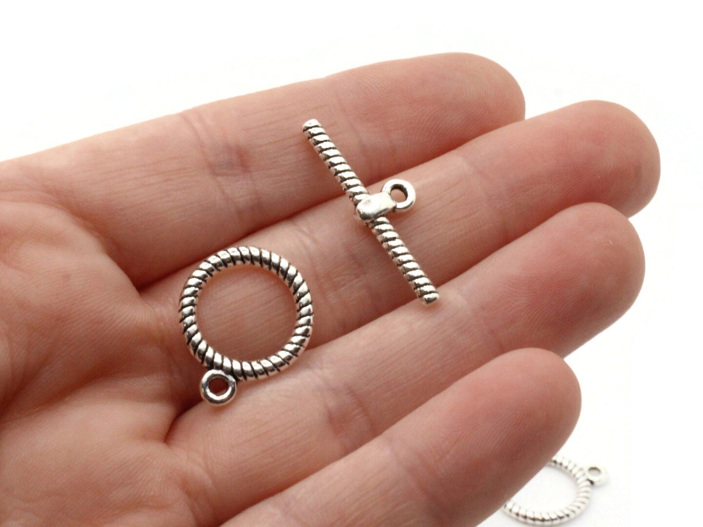 10 10mm Silver Grey Metal Toggle Clasps