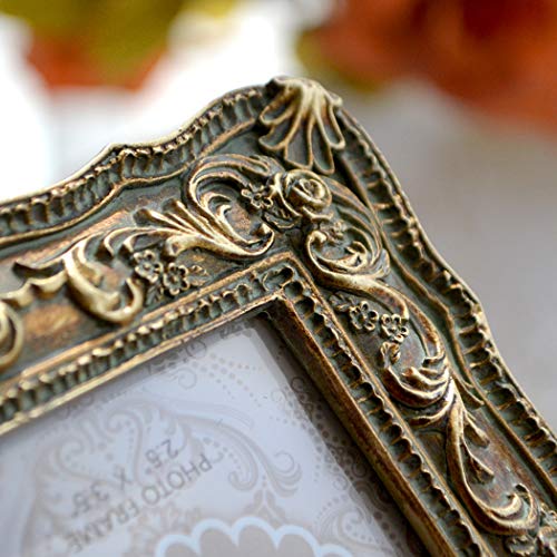 Vintage Mini Picture Frame 2.5x3.5 Antique Small Photo Frame Table Top Display and Wall Hanging Home Decor (Bronze with Green Rust)