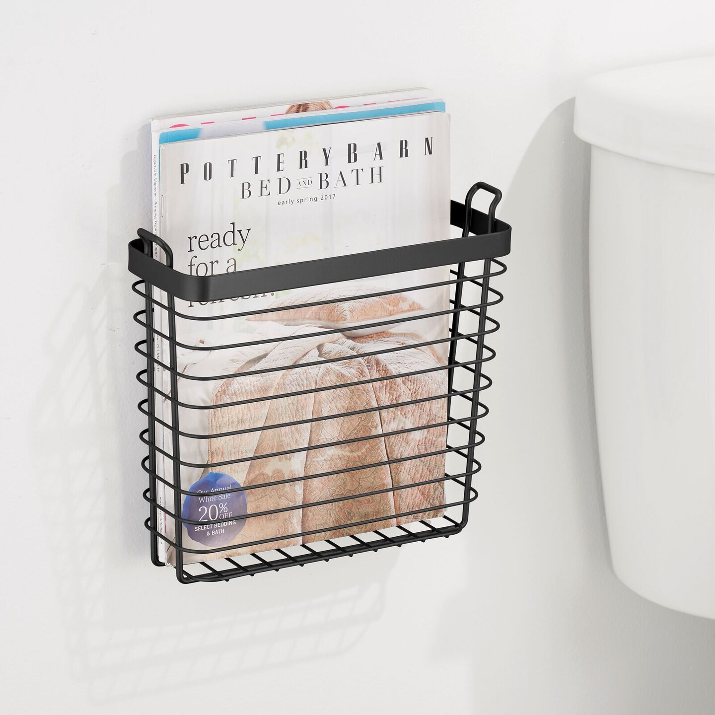 mDesign Metal Wire Wall Mount Magazine Holder, Storage Organizer Rack