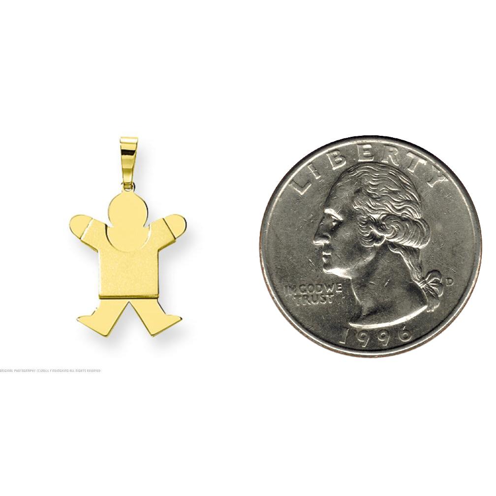 14K Gold The Kids Boy Jumping Charm Pendant Jewelry 25mm x 14mm