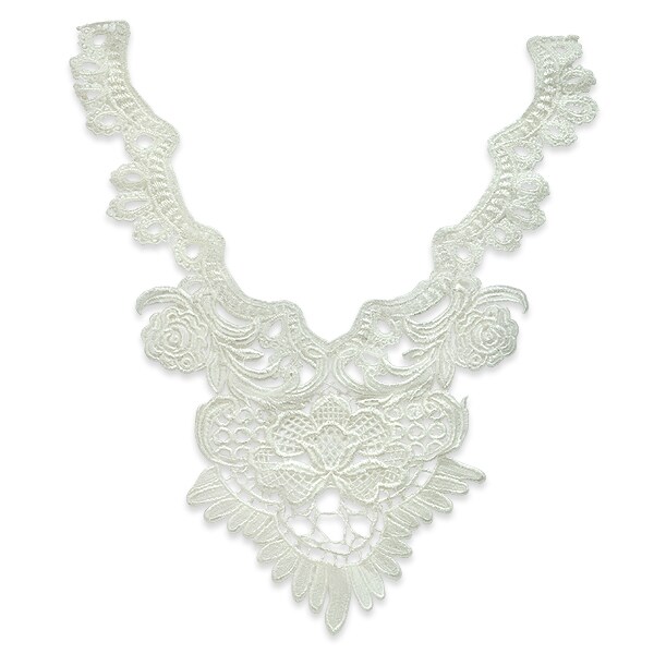 Elegant Lace Collar Applique for Bridal and Fashion Wear 14 1/2&#x22; x 11 1/2&#x22;