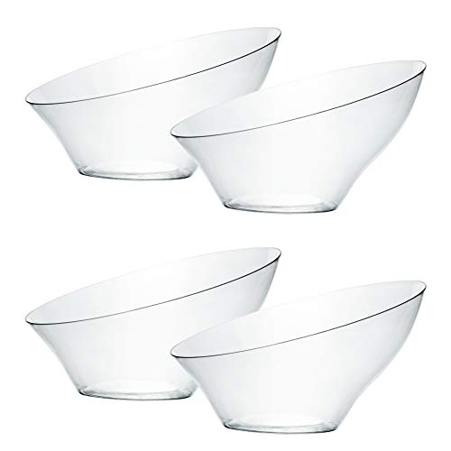 8 Pck Disposable Angled Plastic Bowls Round Small Serving Bowl, Elegant for Party's, Snack, or Salad Bowl, Clear Pack of 8