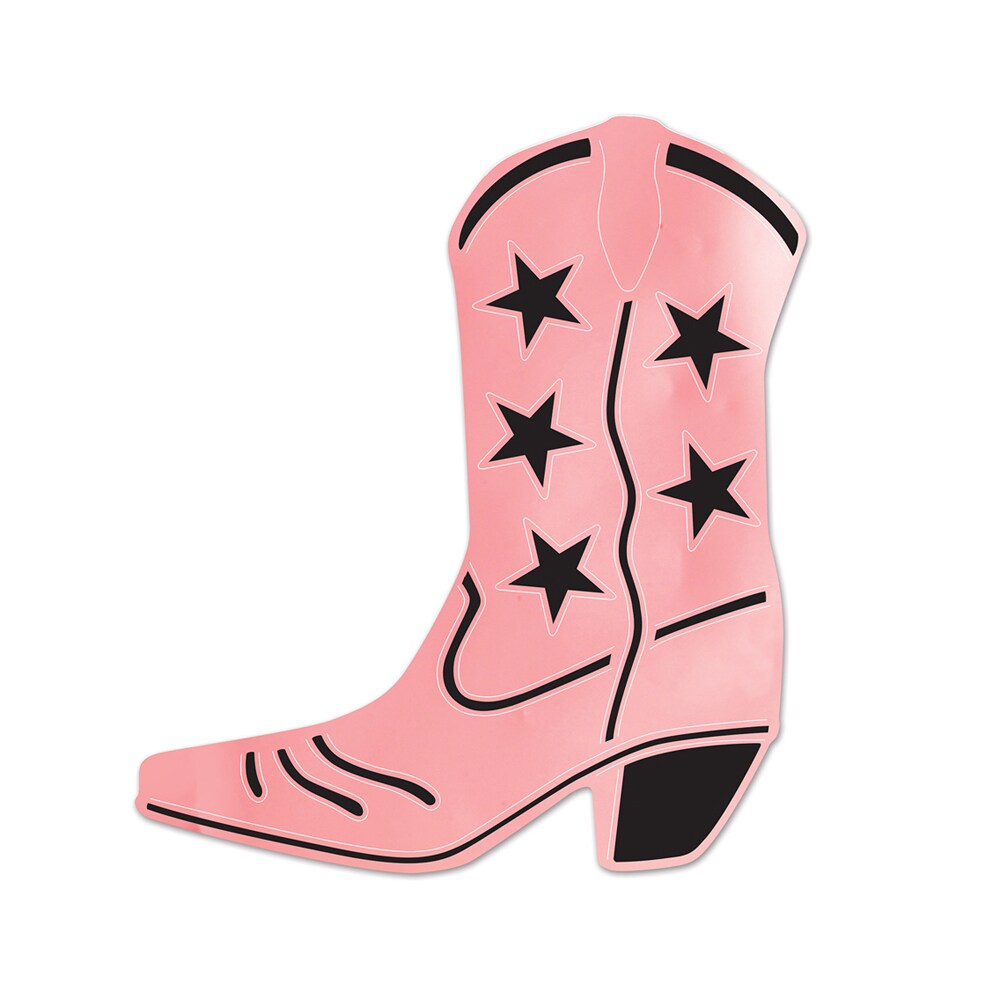 Beistle Foil Cowboy Boot Silhouette 16&#x22; Pink - 24 Pack