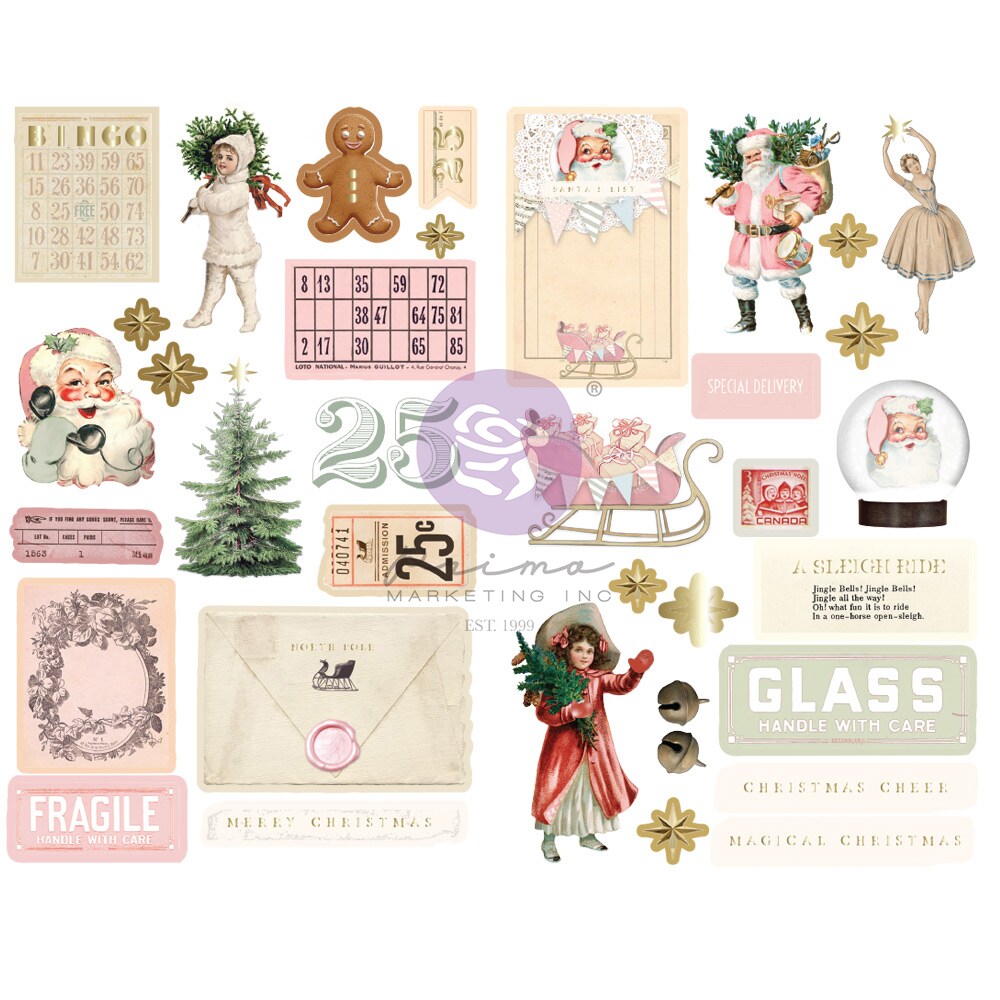 Christmas Market Collection Chipboard - 35 pcs w/ foil details / chipboard stickers Scrapbook Supplies Material For Craft Notebooksdecoupage Album Journals Planners Art Journaling Bullet