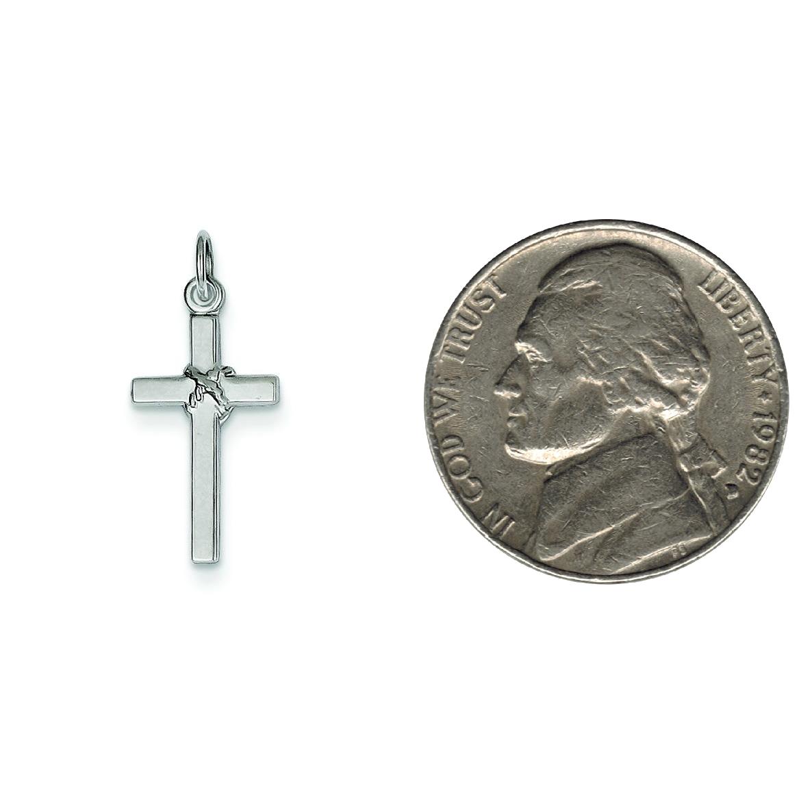 14K White Gold Cross Charm Pendant Jewelry Religious 22mm x 10mm