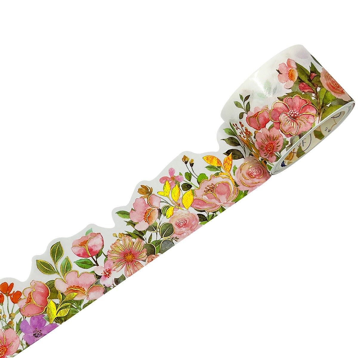 Wrapables Landscape Floral Metallic Gold Foil Washi Tape, 30mm x 3M