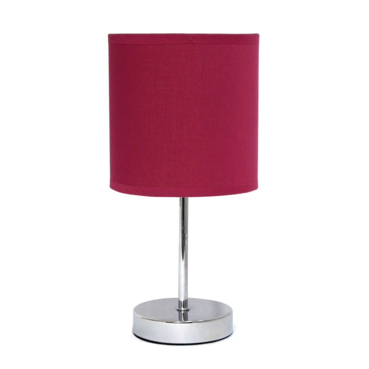 Simple Designs   Chrome Mini Basic Table Lamp with Fabric Shade, Wine