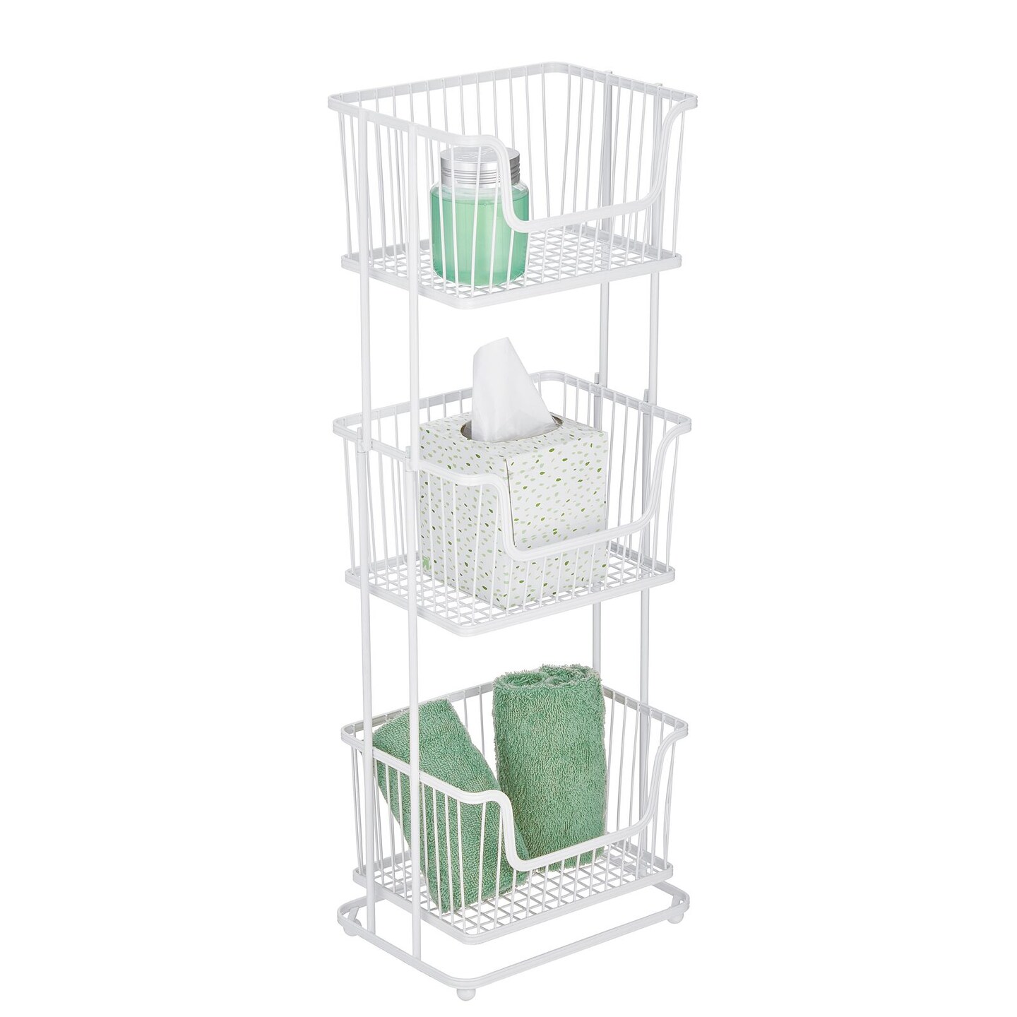 Mdesign Tall Standing Bathroom Shelf Holder Rack - 3 Metal Wire