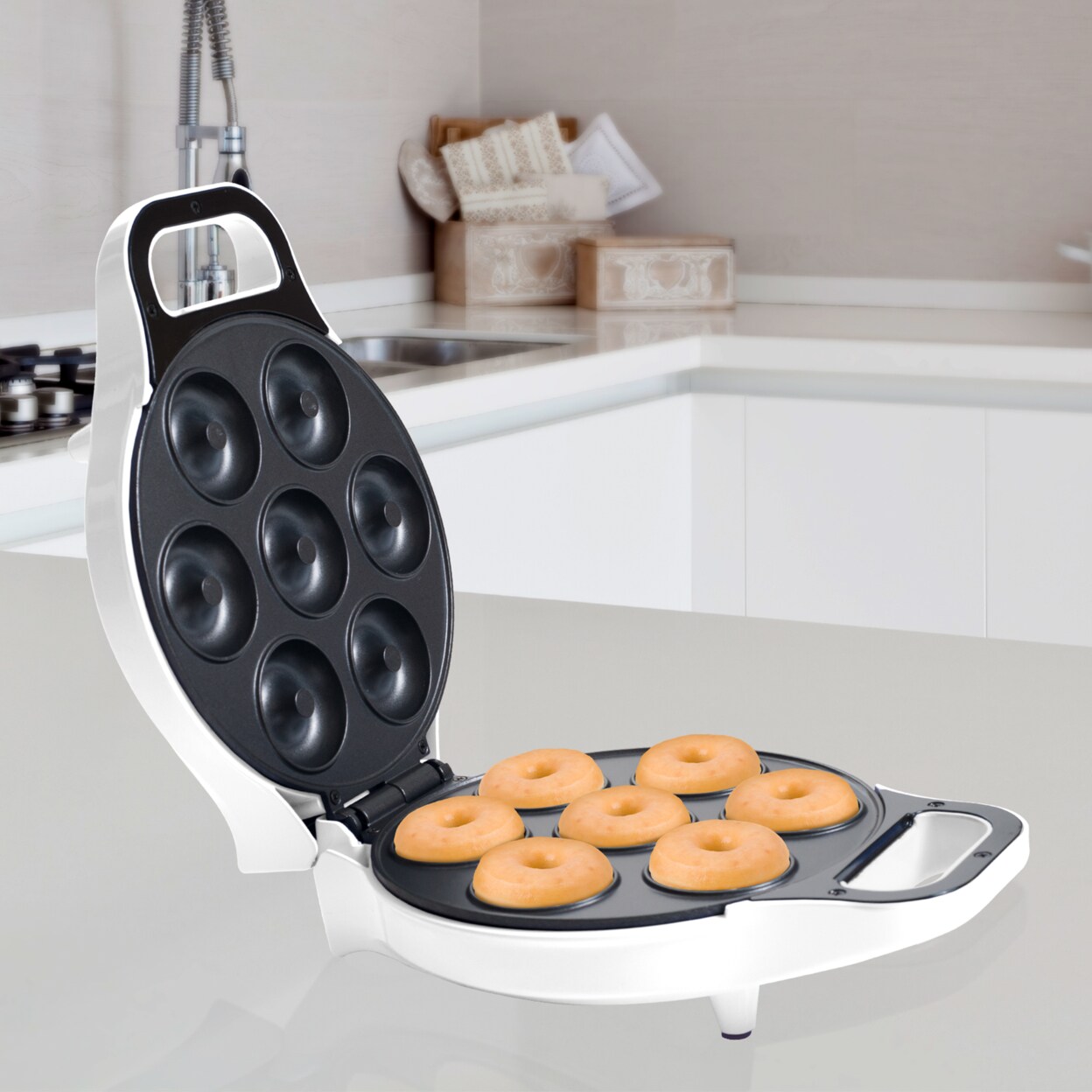 Chef Buddy Electric Mini Donut Maker Non-Stick 7 Donuts In 3-5 Minutes