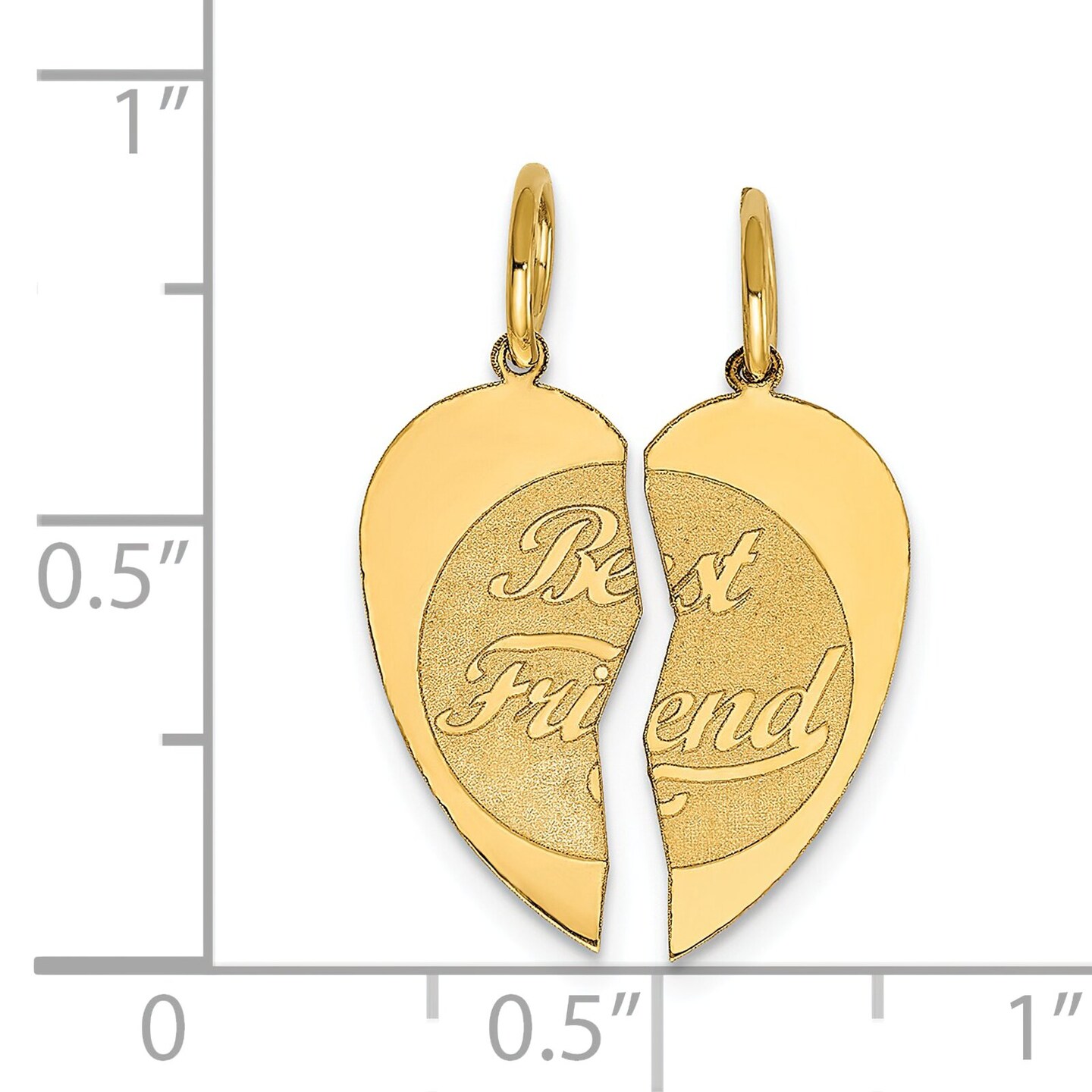 14K Yellow Gold Break Apart Best Friend Charm Jewelry 22mm x 15mm