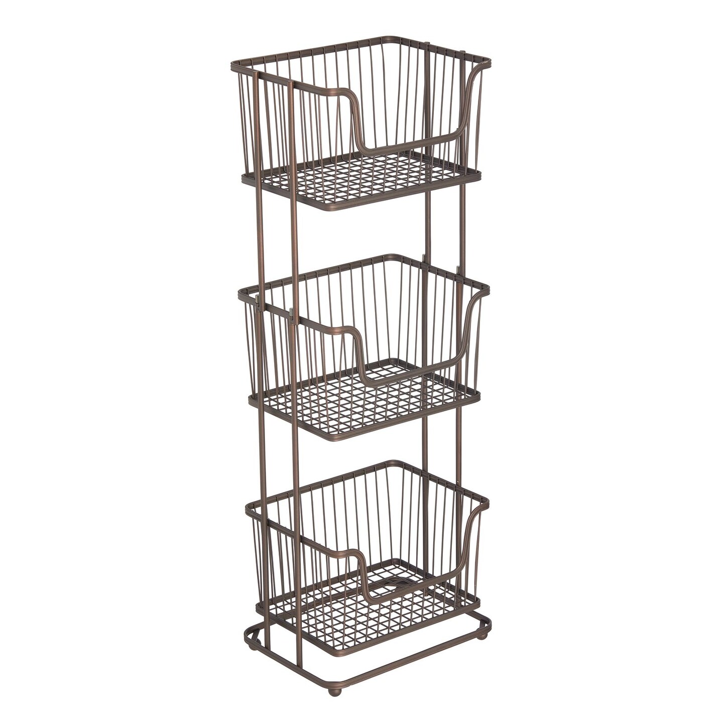 mDesign Tall Standing Bathroom Shelf Holder Rack - 3 Metal Wire Baskets