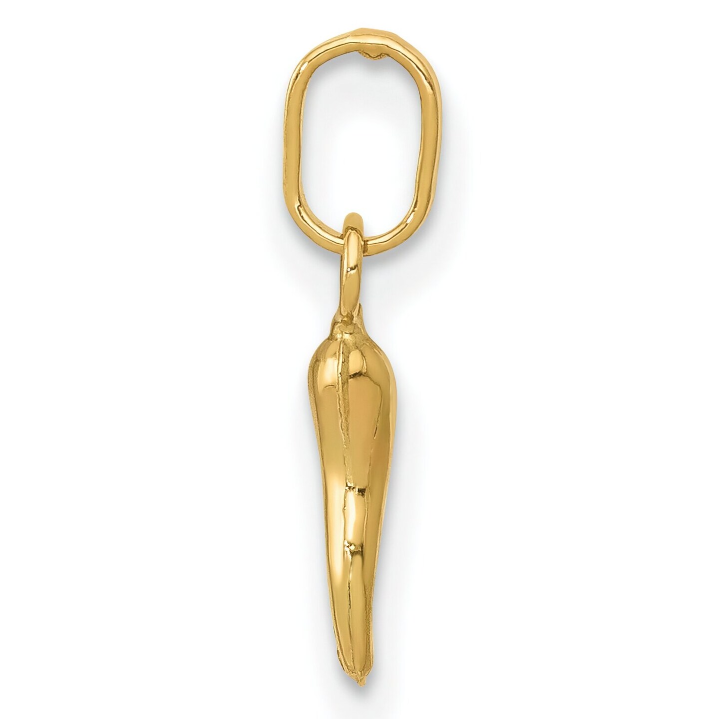 14K Yellow Gold Italian Horn Good Luck Charm Jewelry 12mm x 3mm