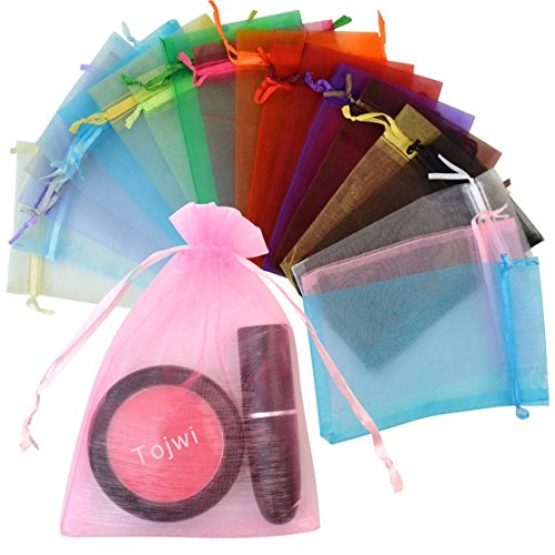 50 pcs Organize Bags-Mix Color 3.54''x4.33''(9x11cm) Satin Drawstring Organza Pouch Wedding Party Favor Gift Bag Jewelry Watch Bags