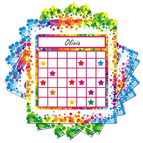 90 Pack Classroom Incentive Chart in 2 Designs with 2640 Star Stickers for Classroom Teaching or Family Using