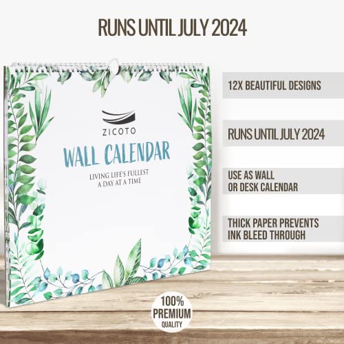 Aesthetic Greenery Wall Calendar - Runs Until July 2024 - The Perfect Monthly Calendar for Easy Planning - Incl. All of 2023