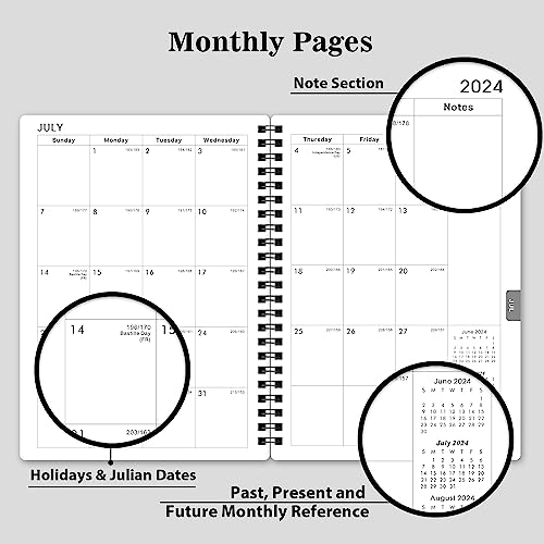  2024 Planner - Weekly & Monthly Planner 2024, Planner 2024,  From January 2024 - December 2024, 6.25 in × 8.3 in, Flexible Cover,  Twin-Wire Binding - Classic Black, Improving Your Time Management Skill :  Office Products