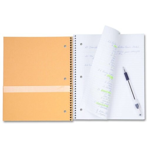 Spiral Notebook with Study App 5-Subject College Ruled Paper Fights Ink Bleed Water-Resistant Cover 8-1/2" x 11" 200 Sheets Black