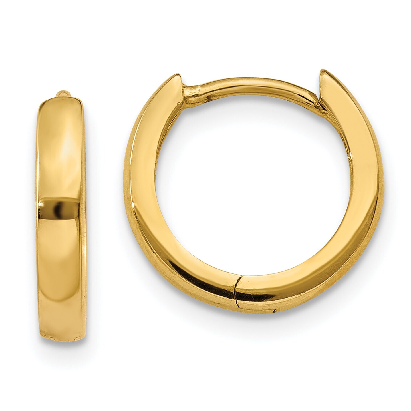 14K Yellow Gold Hinged Hoop Earrings Ear Jewelry 11mm x 2.25mm