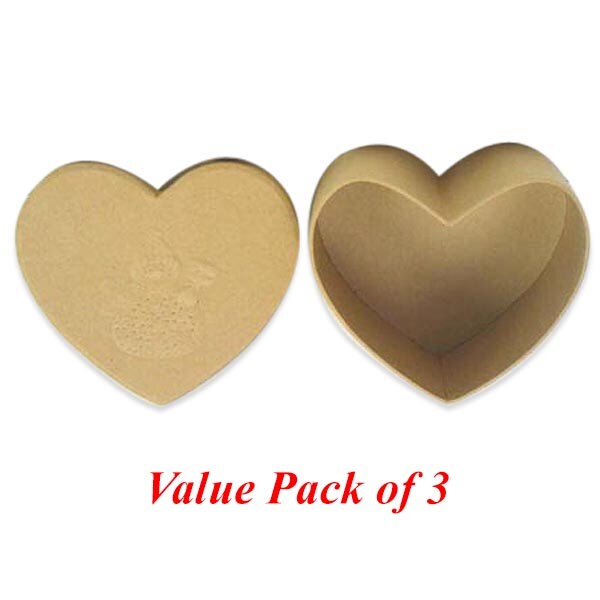 3 Units of Heart Box with Embossed Snowman