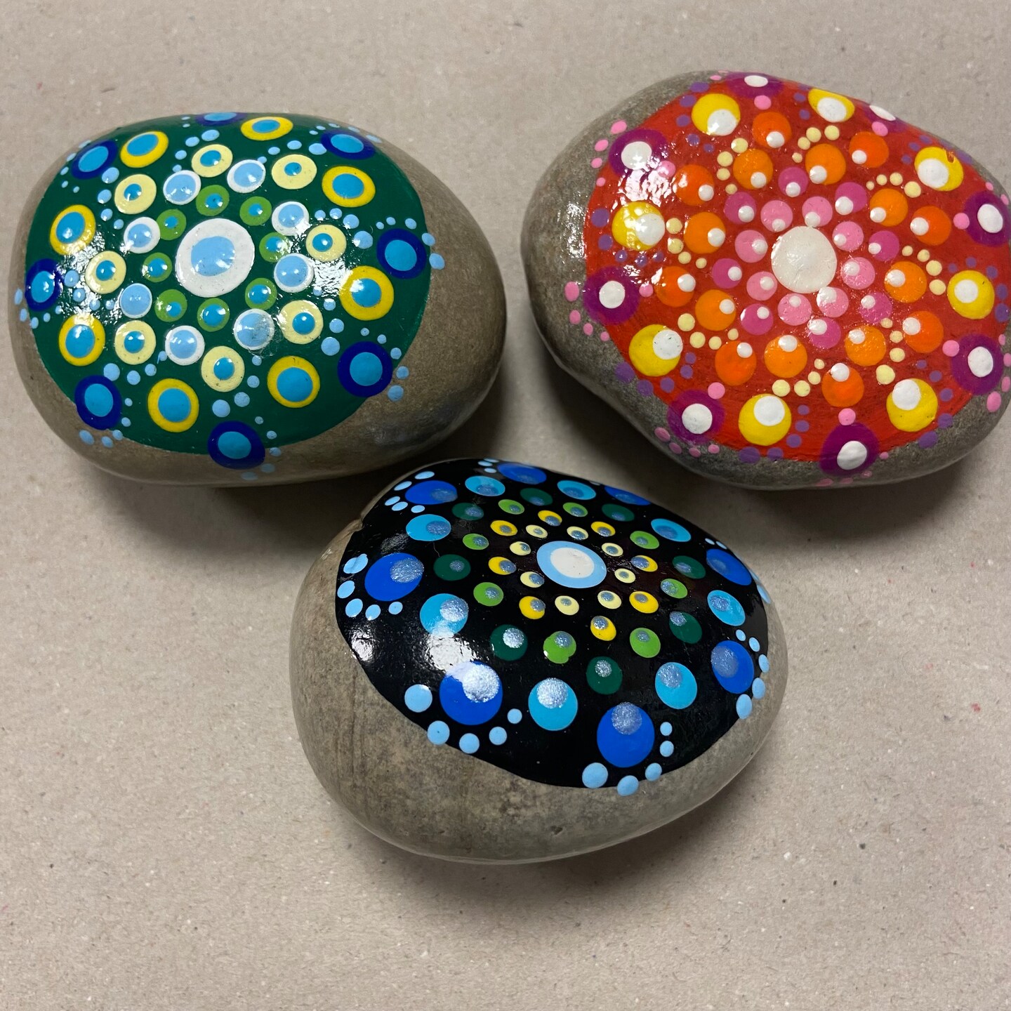 Small Painted Mandala Stones Paperweights Dot Art Mandala Rocks