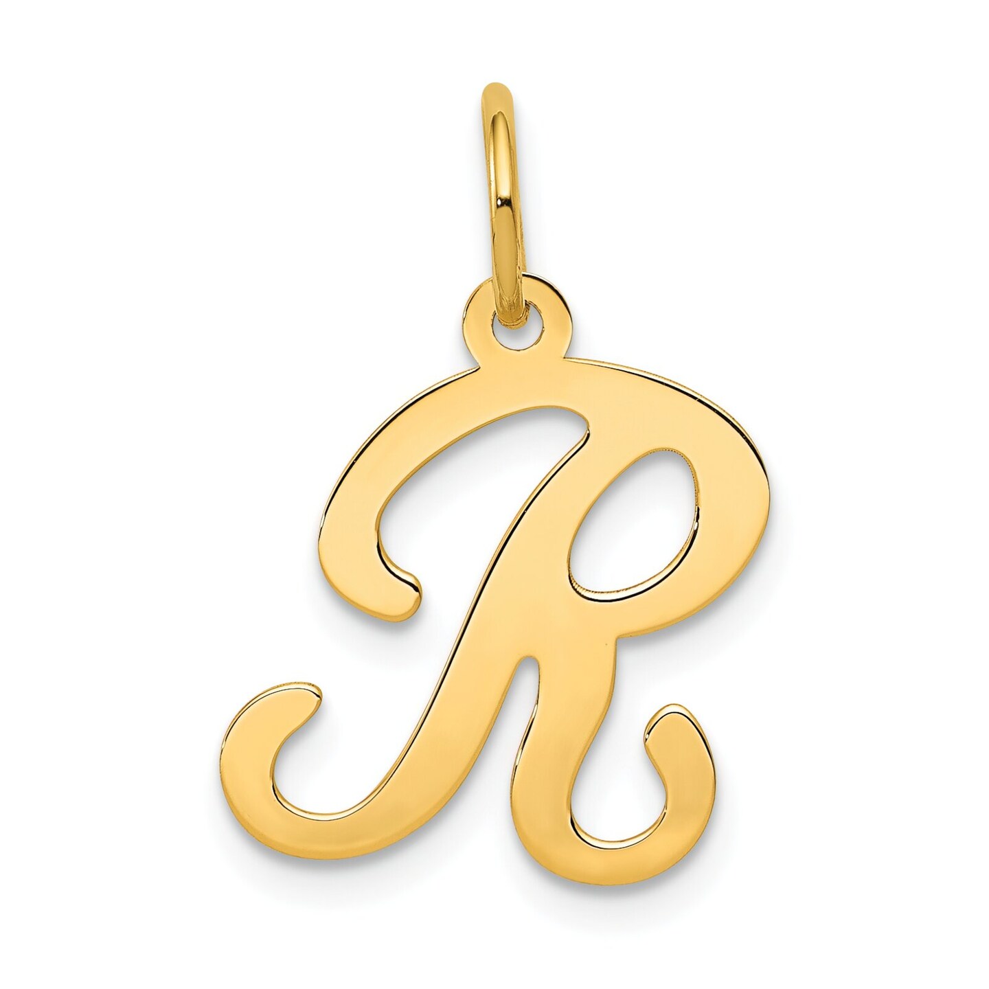 14K Gold Polished Fancy Initial Letter R Charm Pendant Jewerly 20mm x 11mm