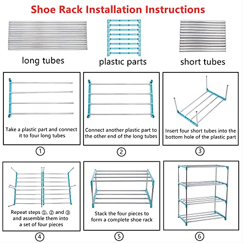 Xerhnan 4 Tier Small Stackable Shoe Rack