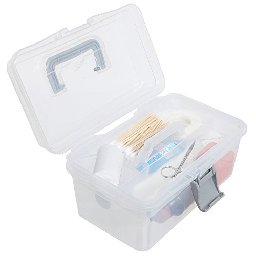MyGift Clear Gray Empty First Aid Storage Box, Multipurpose Tackle