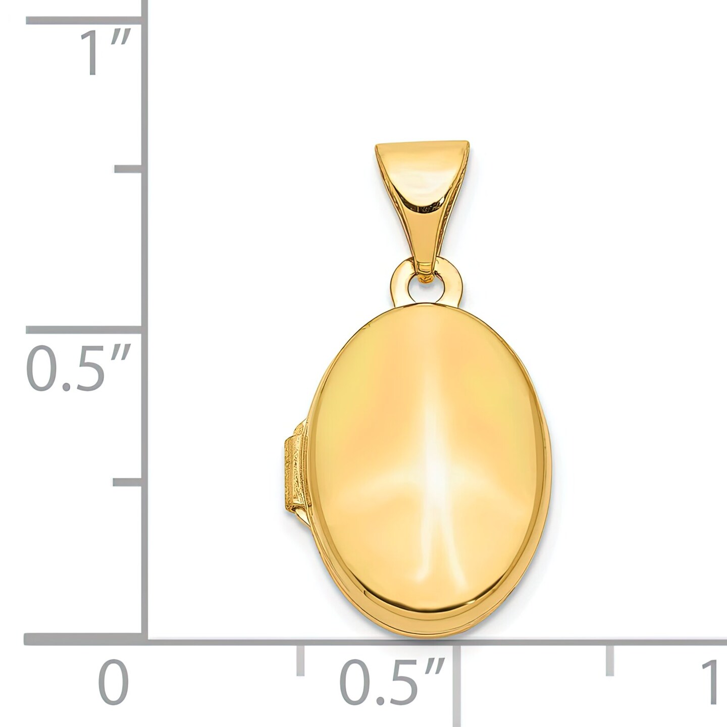 14K Yellow Gold Plain Oval Locket Pendant Jewelry 18.6mm x 10.8mm