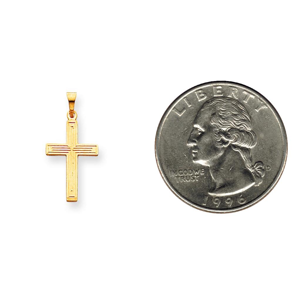 14K Yellow Gold Cross Pendant Charm Religious