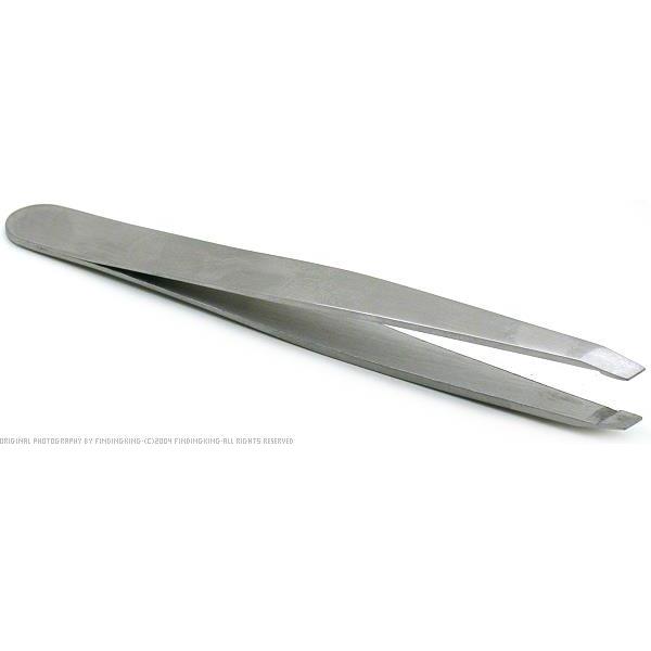 Stainless Steel Slanted Tip Eyebrow Plucking Hair Removal Tweezers 3 13/16"