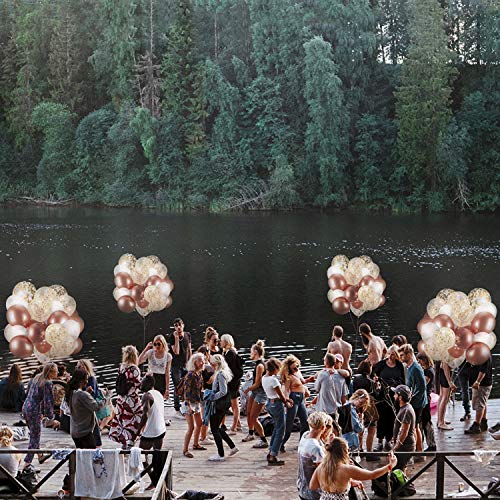 60 Pack Rose Gold Balloons - Includes White Balloons and Confetti Balloons with Ribbon | Ideal for Bridal, Baby Shower, Graduation, and Engagement Party Decorations