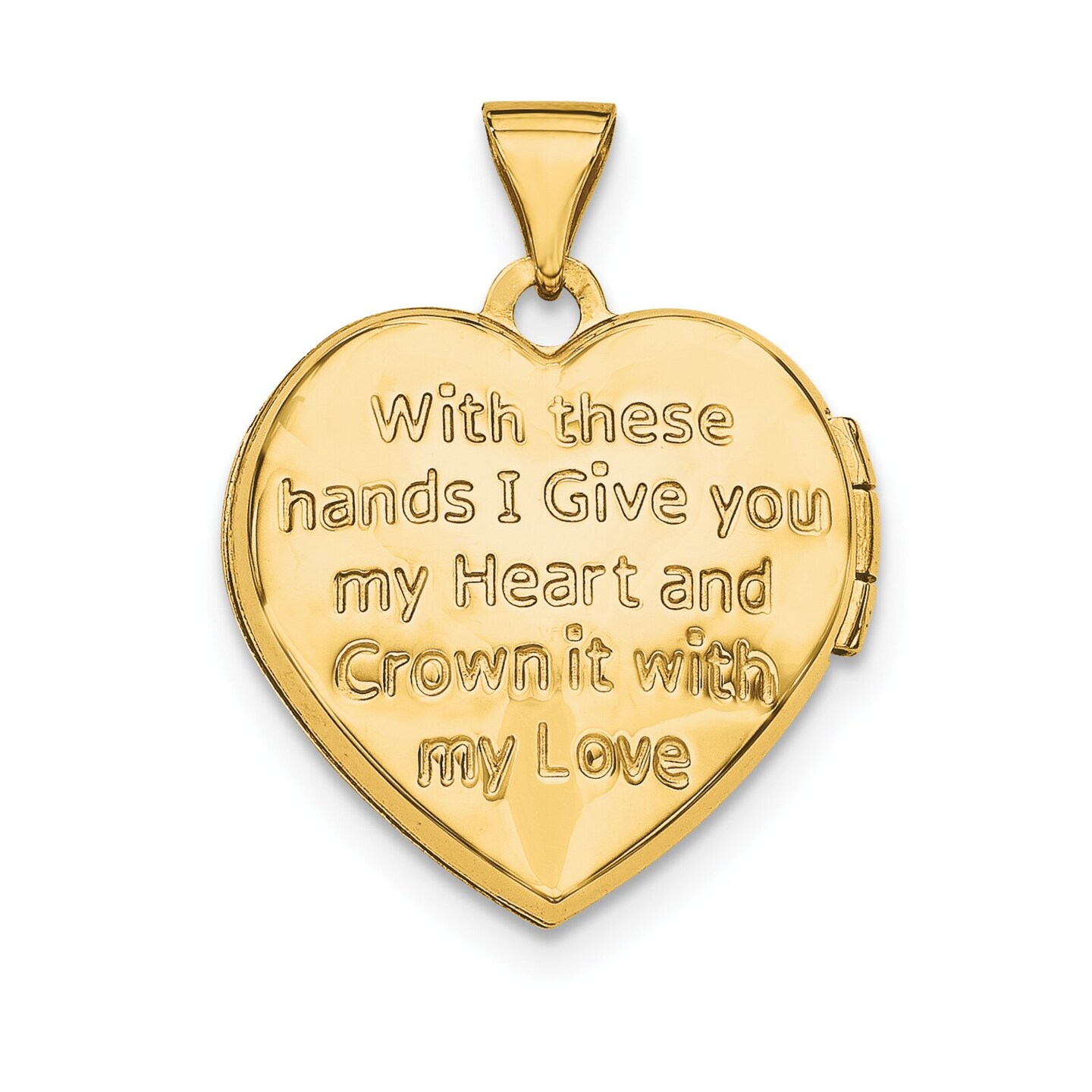 14K Gold Claddagh Heart Locket Pendant Jewelry New 20.3 X 15.4mm