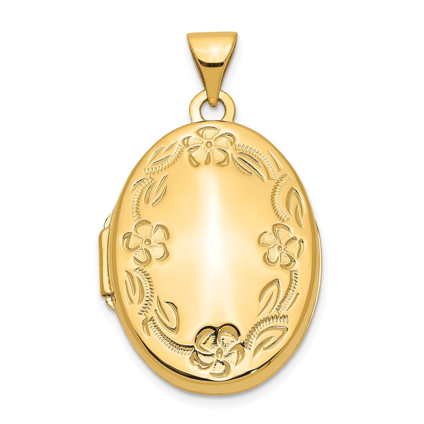 14K Yellow Gold Engraved Locket Pendant Jewelry 28mm x 16.7mm