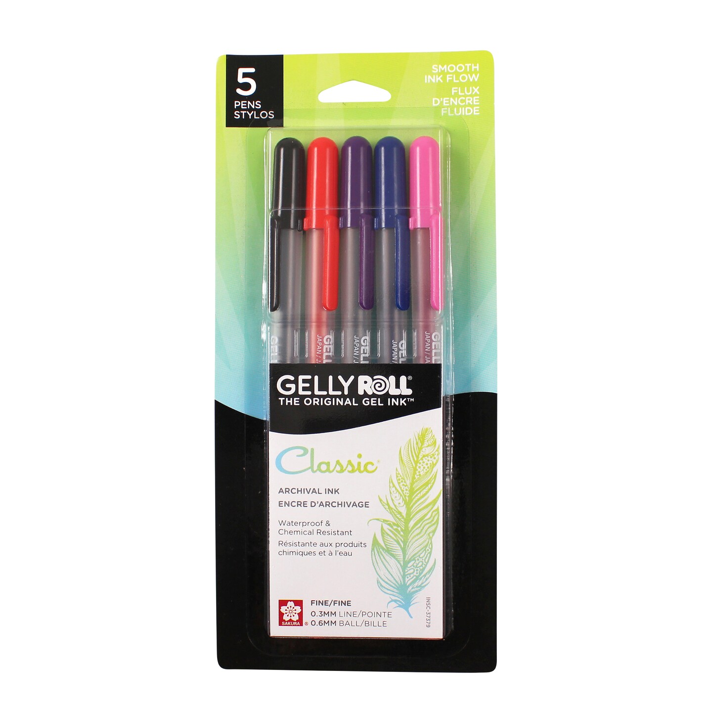 Sakura Gelly Roll Pen Set, 5-Colors, Fine