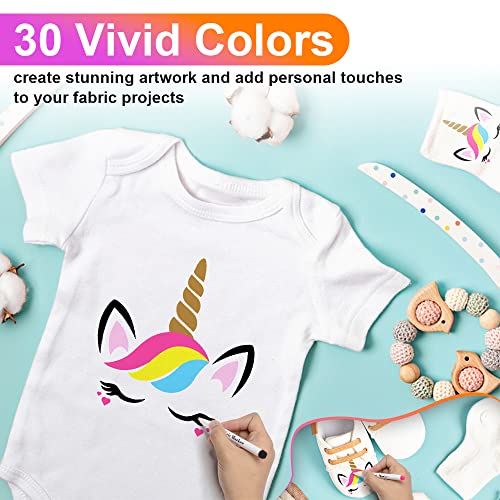 Fabric Markers Permanent for Clothes Washable: 24 Colors Fabric Paint Pens  No Bleed Clothing Dye Pen Fine Tip Marker for T-Shirts Shoe Canvas Bag Baby  Onesie Decorating Kit Christmas Gifts for Kids 