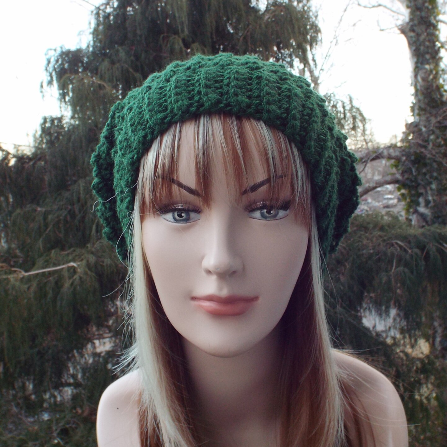Dark Green Crochet Hat, Womens Slouchy Beanie, Oversized Slouchy Beanie, Slouchy Hat, Winter Hat, Slouch Hat product 5