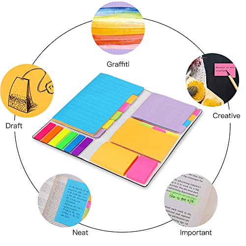 Sticky Notes Set, Hommie Colored Divider Self-Stick Notes Pads Bundle, Prioritiz